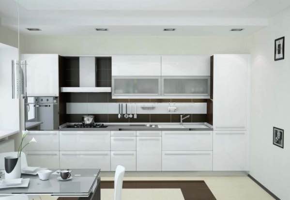 Кухня белого цвета в стиле хайтек