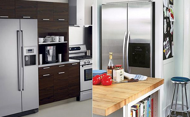 Дизайн кухни с двухдверным холодильником (75 фото)